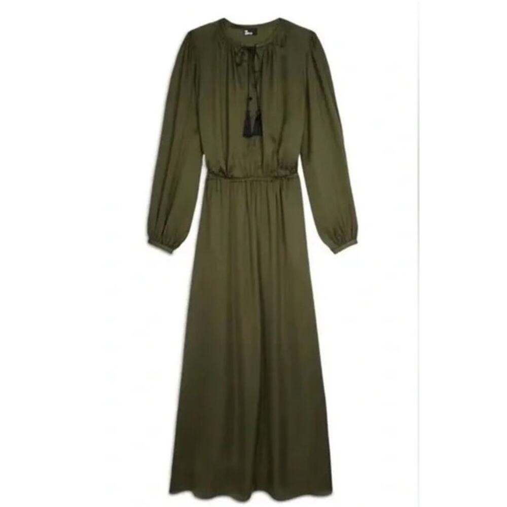 The Kooples Olive Green Long Sleeve Maxi Dress In Kaki Size XXS